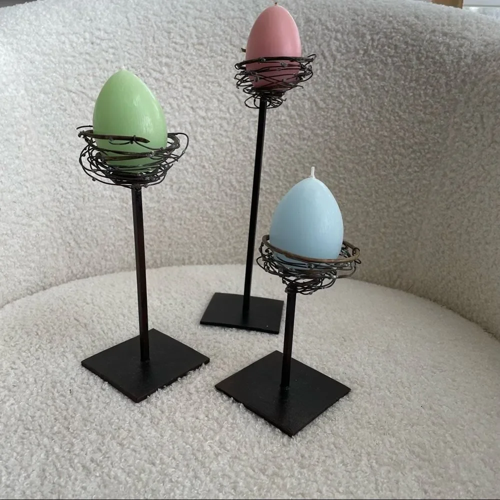 Set of 3 Tiered Wire Spun Candle Holders Votive Tea Light Size
